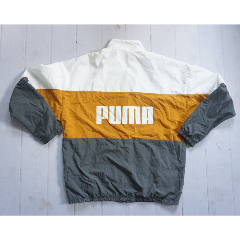 Puma Mens Gray & Yellow Colorblock Track Jacket – Size L - Picture 6 of 8